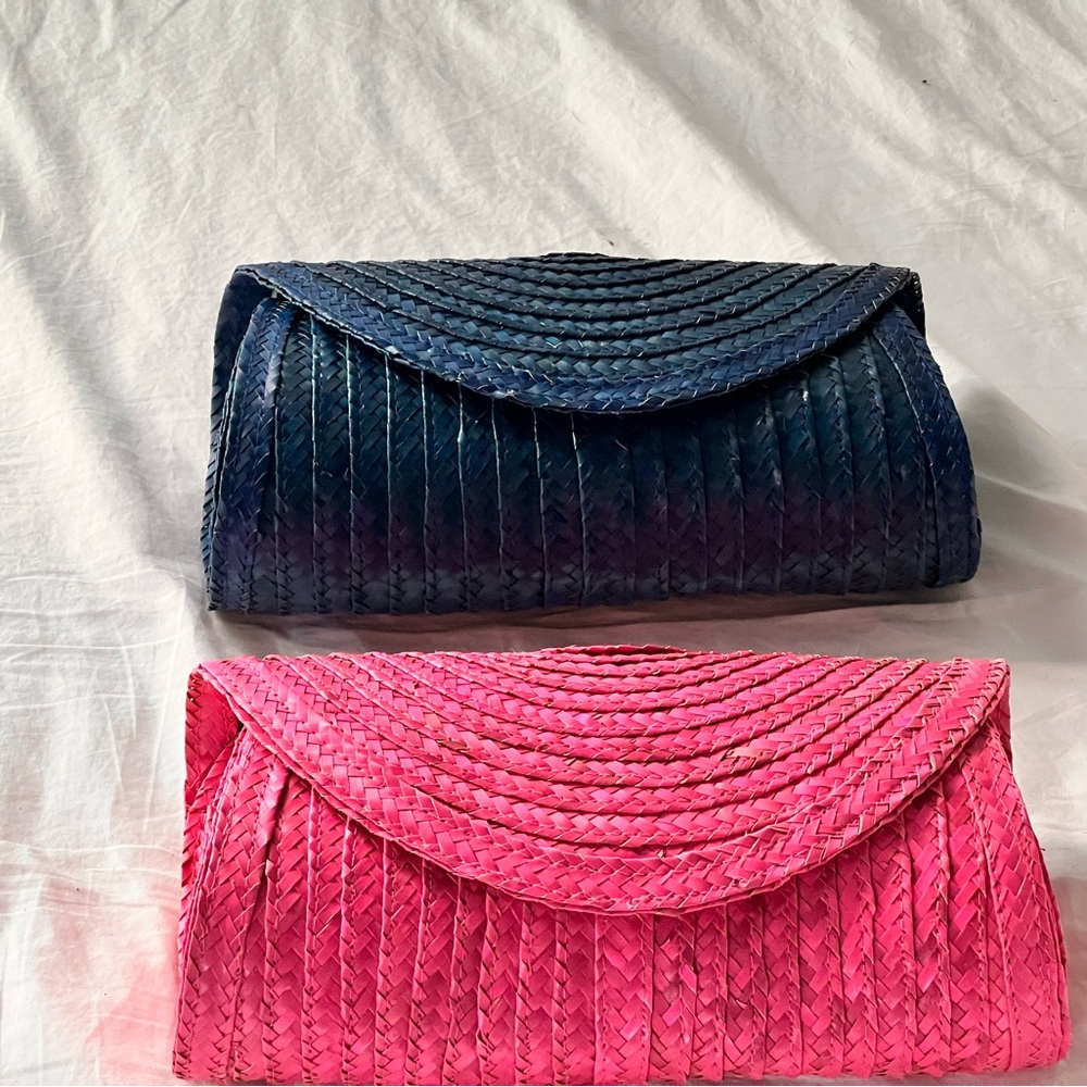 Pink and Blue Woven Clutches